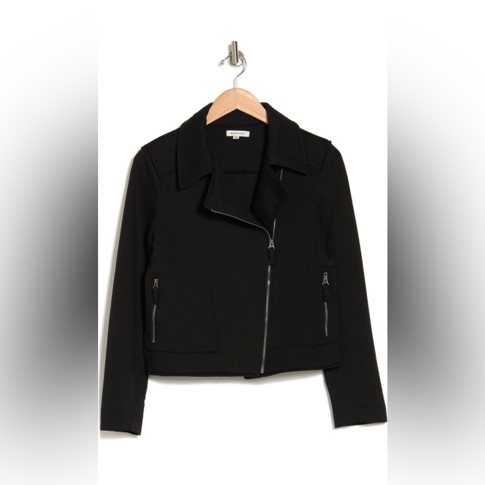 Black Scuba Moto Jacket by Max Studio